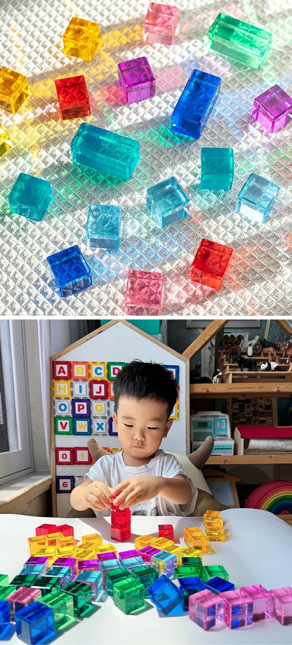 ジュエル積み木 ジュエルブロック アクリル積み木 知育玩具 おもちゃ パズル アクリルキューブ クリスタル カラフル クリア 色彩教育 子供 キッズ 1歳 4歳 親子 おしゃれ ギフト 誕生日プレゼント 出産祝い クリスマスプレゼント 新年 正月