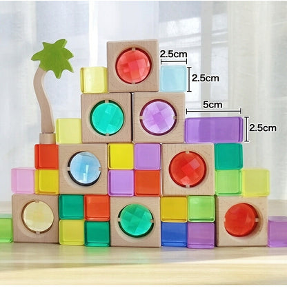 ジュエル積み木 ジュエルブロック アクリル積み木 知育玩具 おもちゃ パズル アクリルキューブ クリスタル カラフル クリア 色彩教育 子供 キッズ 1歳 4歳 親子 おしゃれ ギフト 誕生日プレゼント 出産祝い クリスマスプレゼント 新年 正月