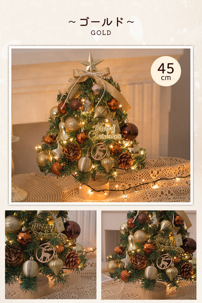 クリスマスツリー 卓上 ミニツリー 飾り ミニクリスマスツリー リスマスツリー 45cm 35cm 北欧 小型 雪化粧 クリスマス飾り LEDライト付き 電飾 おしゃれ キラキラ 雰囲気満々 商店 カフェ屋さん 部屋 撮影 プレゼント