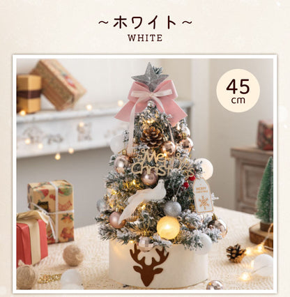 クリスマスツリー 卓上 ミニツリー 飾り ミニクリスマスツリー リスマスツリー 45cm 35cm 北欧 小型 雪化粧 クリスマス飾り LEDライト付き 電飾 おしゃれ キラキラ 雰囲気満々 商店 カフェ屋さん 部屋 撮影 プレゼント