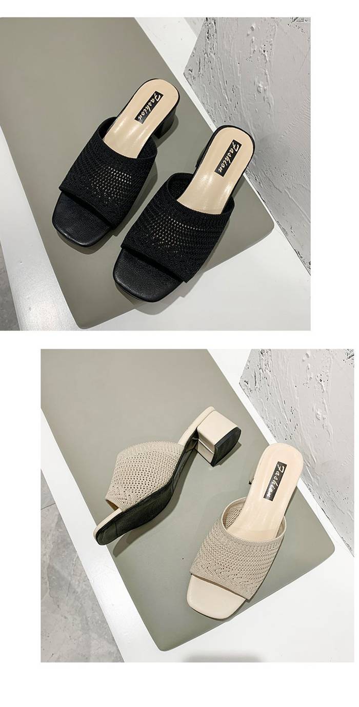 ミュール レディース ニットサンダル レディース つっかけ ハイヒール ニットミュール ヒール5cm ヒールサンダル オープントゥ 美脚 歩きやすい 軽い 脚長効果 痛くない おしゃれ キレイめ カジュアル 安定感 低反発 靴 母の日 夏コーデ