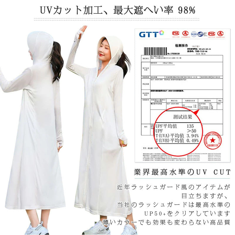 パーカー M/L/LL 着るだけで 紫外線対策 UVカットパーカー レディース トップス 長袖 羽織り 大きいサイズ 春夏 UV パーカー UVカットパーカー 涼しい ロングパーカー M L LL レディース ロング ジッパー 指穴 春 夏 薄手 長袖 日焼け防止 指穴付き 定番 抗菌