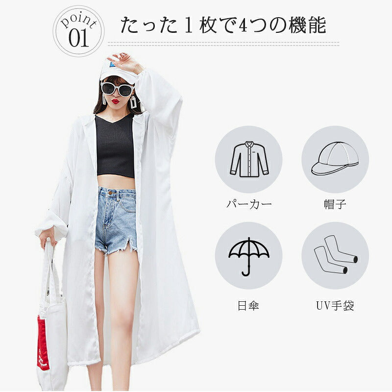 UVパーカー UVカット パーカー 涼しい UVカットロングパーカー M L LL レディース パーカー ロング ジッパー 指穴 レディース 大きめ 大きいサイズ 薄手 春 ラッシュガード uvカット マスク フェイスガード 遮光 ドライ素材