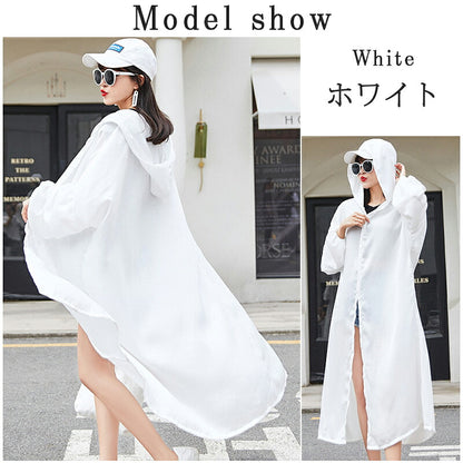 UVパーカー UVカット パーカー 涼しい UVカットロングパーカー M L LL レディース パーカー ロング ジッパー 指穴 レディース 大きめ 大きいサイズ 薄手 春 ラッシュガード uvカット マスク フェイスガード 遮光 ドライ素材