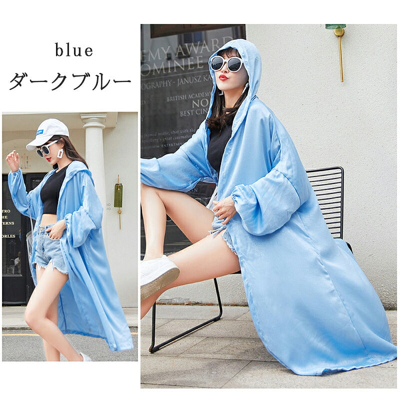 UVパーカー UVカット パーカー 涼しい UVカットロングパーカー M L LL レディース パーカー ロング ジッパー 指穴 レディース 大きめ 大きいサイズ 薄手 春 ラッシュガード uvカット マスク フェイスガード 遮光 ドライ素材