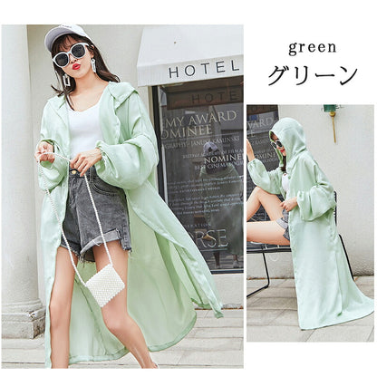 UVパーカー UVカット パーカー 涼しい UVカットロングパーカー M L LL レディース パーカー ロング ジッパー 指穴 レディース 大きめ 大きいサイズ 薄手 春 ラッシュガード uvカット マスク フェイスガード 遮光 ドライ素材