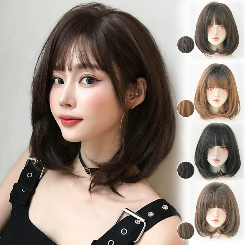 ウィッグ ボブ ミディアム 黒髪 自然 セミロング カツラ かつら 桂 ウイッグ ウェーブ カール ボブウィッグ フルウィッグ レディース 女性 耐熱 ヘアウィッグ 可愛い ハロウィン 普段使い