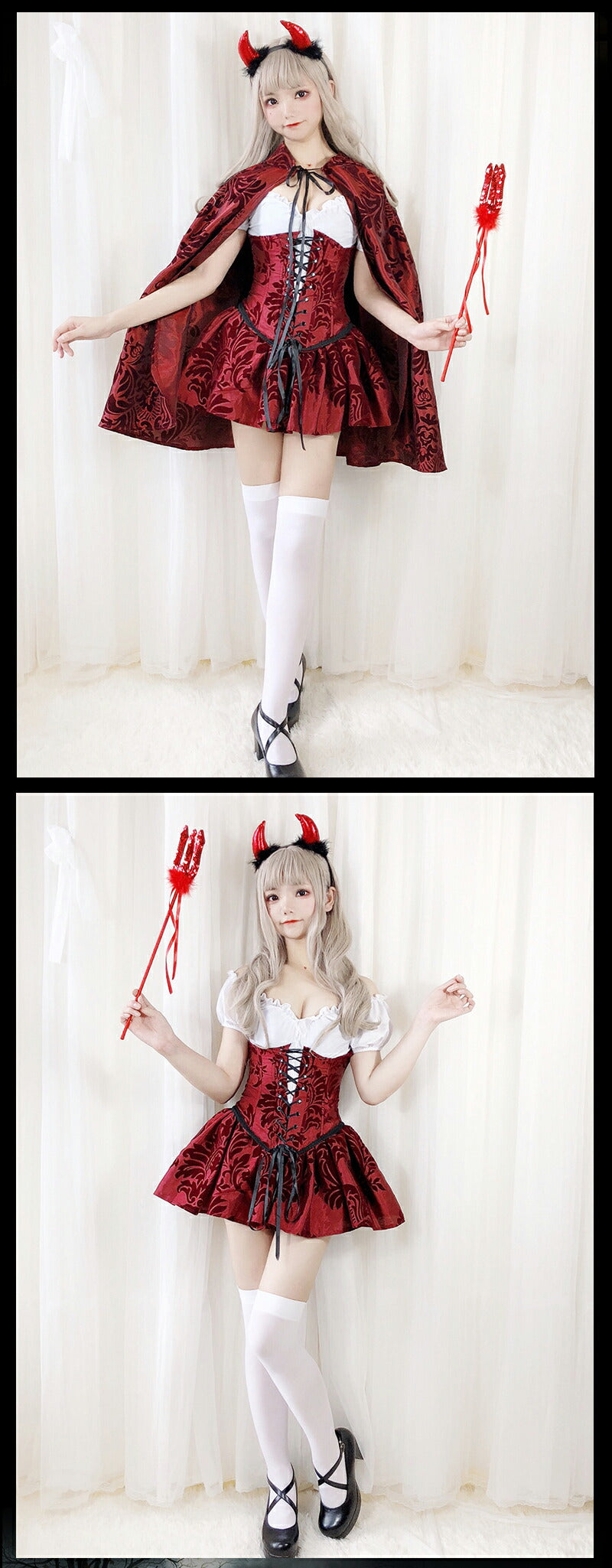 ハロウィン コスプレ 魔女仮装 小悪魔 ゴスロリ 女性 小悪魔 ジョーカー 魔女コスト 大人気 ハロウィン コスプレ衣装 コスチューム 大人 セクシー レース切り替え袖コスチューム コゴスロリ衣装 仮装 ハロウィン 学園祭 コスプレ
