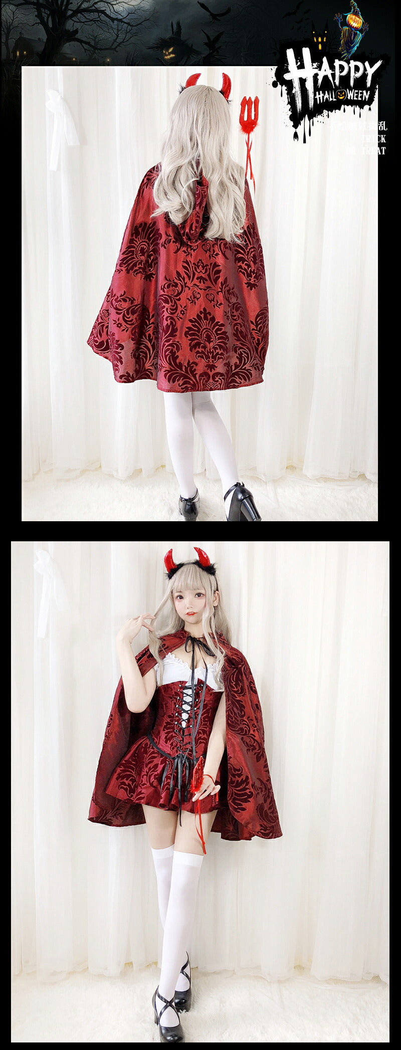 ハロウィン コスプレ 魔女仮装 小悪魔 ゴスロリ 女性 小悪魔 ジョーカー 魔女コスト 大人気 ハロウィン コスプレ衣装 コスチューム 大人 セクシー レース切り替え袖コスチューム コゴスロリ衣装 仮装 ハロウィン 学園祭 コスプレ