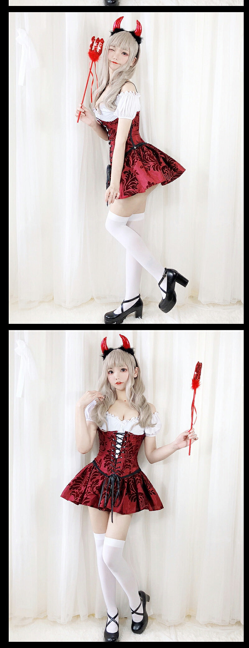 ハロウィン コスプレ 魔女仮装 小悪魔 ゴスロリ 女性 小悪魔 ジョーカー 魔女コスト 大人気 ハロウィン コスプレ衣装 コスチューム 大人 セクシー レース切り替え袖コスチューム コゴスロリ衣装 仮装 ハロウィン 学園祭 コスプレ
