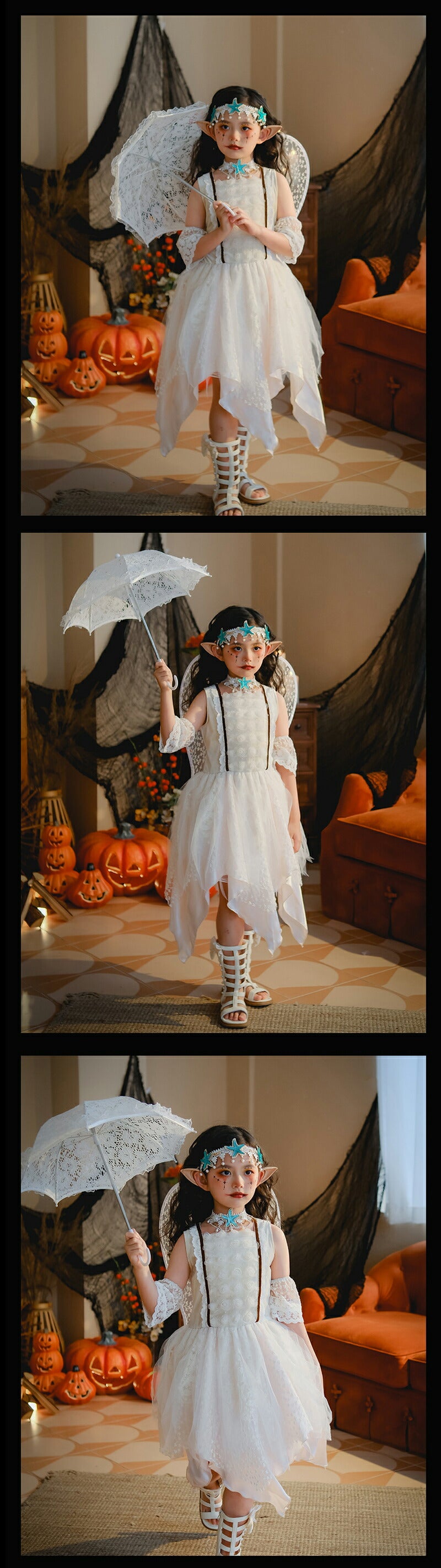ハロウィン 羽付き 妖精 精霊 コスプレ 子供用 コスチューム 女の子 動物 パーティー 天使 花の妖精 羽付き 小悪魔 小さな妖精 仮装 大人 女の子 ドレス キッズ カチューシャ付4点セット スカートステッキ 余興 ダンス 文化祭 学園祭 パーティー グッズ