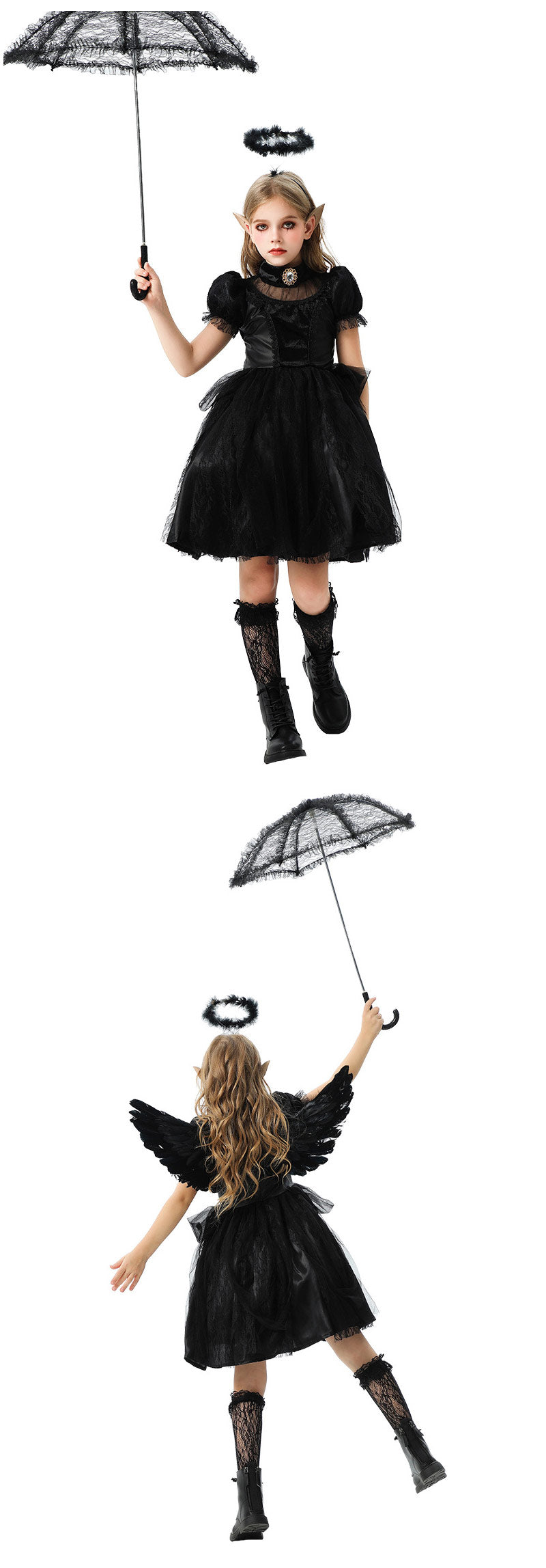 ハロウィン コスプレ 魔女仮装 小悪魔 ゴスロリ 女性 小悪魔 ジョーカー 魔女コスト 大人気 ハロウィン コスプレ衣装 コスチューム 大人 セクシー レース切り替え袖コスチューム コゴスロリ衣装 仮装 ハロウィン 学園祭 コスプレ