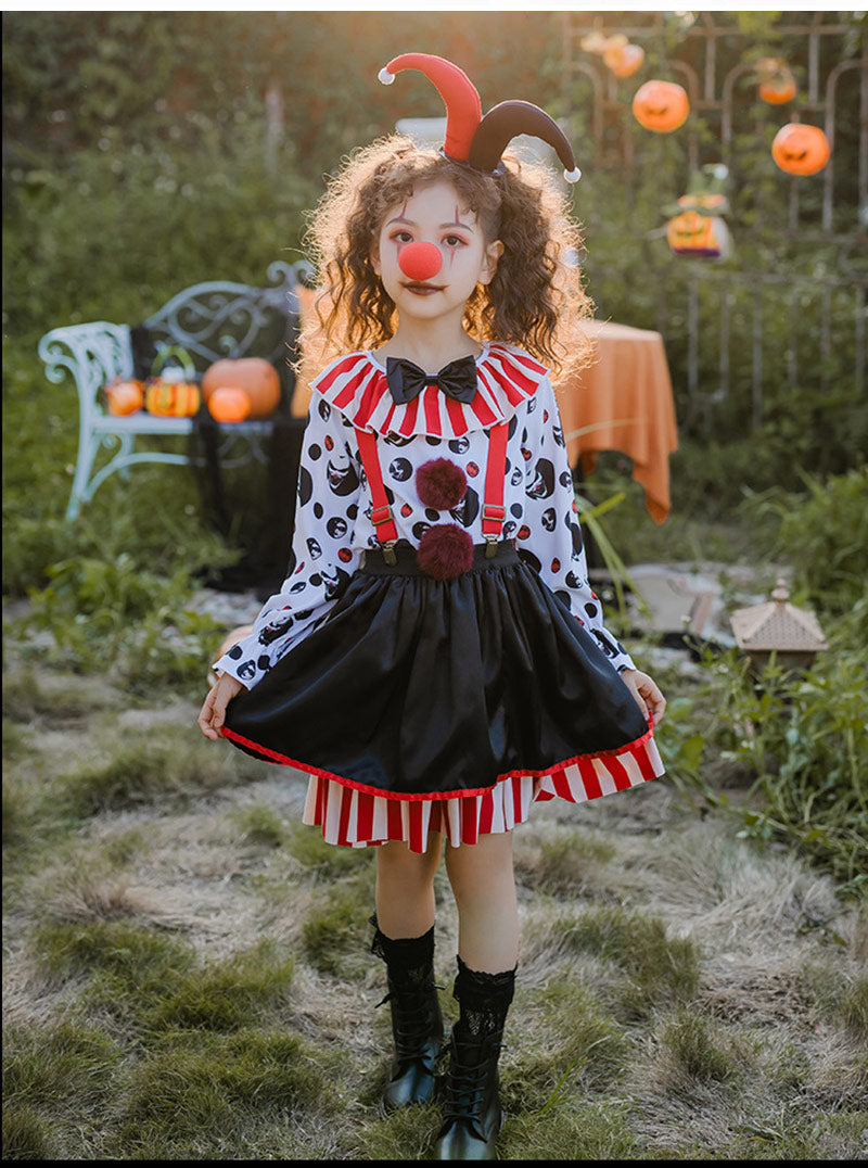 ハロウィン コスプレ ピエロ魔女 衣装 大人 ピエロ 3点セット コスチューム レディース 女性 ゾンビ デビル ピエロガール 魔法使い 魔法少女 ハロウィン衣装 赤黒 忘年会/新年会コスプレ衣装 セクシー ゴスロリ 吸血鬼 悪魔 キュート ミニワンピ 送料無料