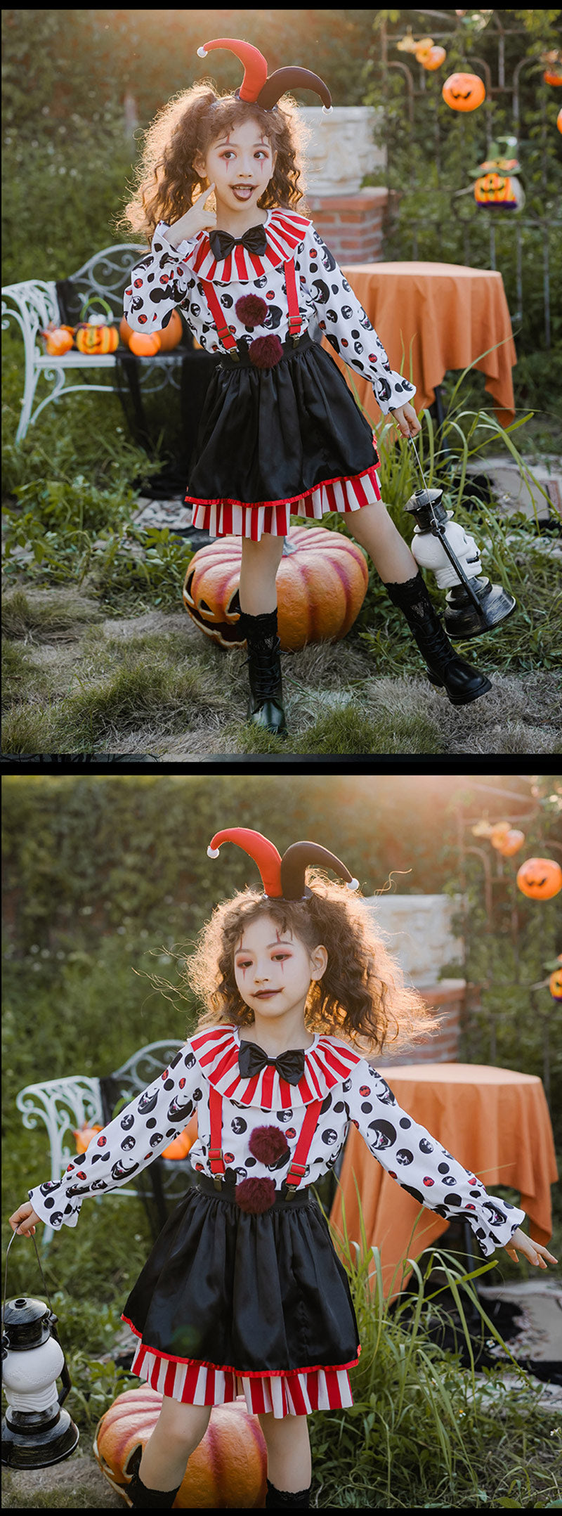 ハロウィン コスプレ ピエロ魔女 衣装 大人 ピエロ 3点セット コスチューム レディース 女性 ゾンビ デビル ピエロガール 魔法使い 魔法少女 ハロウィン衣装 赤黒 忘年会/新年会コスプレ衣装 セクシー ゴスロリ 吸血鬼 悪魔 キュート ミニワンピ 送料無料