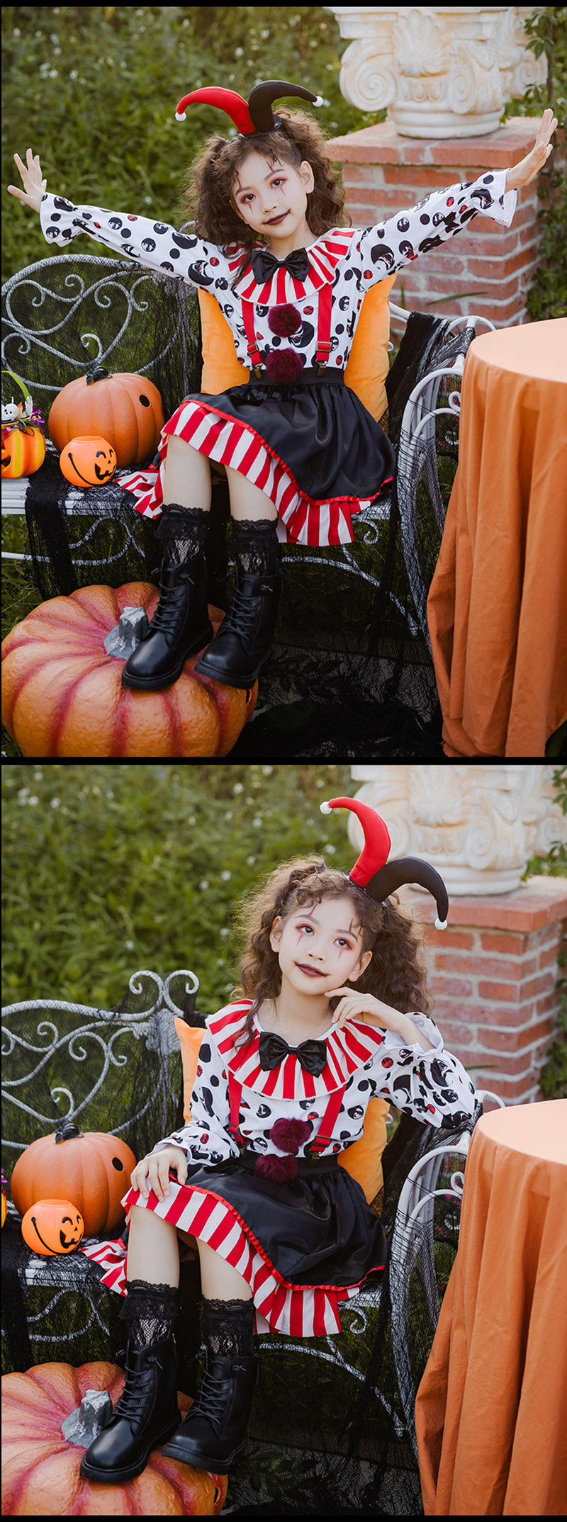 ハロウィン コスプレ ピエロ魔女 衣装 大人 ピエロ 3点セット コスチューム レディース 女性 ゾンビ デビル ピエロガール 魔法使い 魔法少女 ハロウィン衣装 赤黒 忘年会/新年会コスプレ衣装 セクシー ゴスロリ 吸血鬼 悪魔 キュート ミニワンピ 送料無料