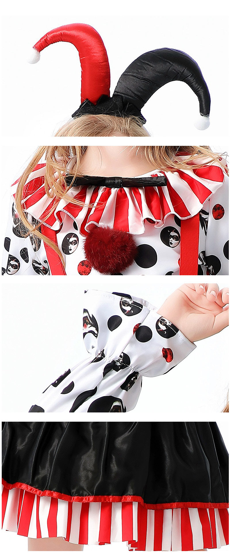 ハロウィン コスプレ ピエロ魔女 衣装 大人 ピエロ 3点セット コスチューム レディース 女性 ゾンビ デビル ピエロガール 魔法使い 魔法少女 ハロウィン衣装 赤黒 忘年会/新年会コスプレ衣装 セクシー ゴスロリ 吸血鬼 悪魔 キュート ミニワンピ 送料無料