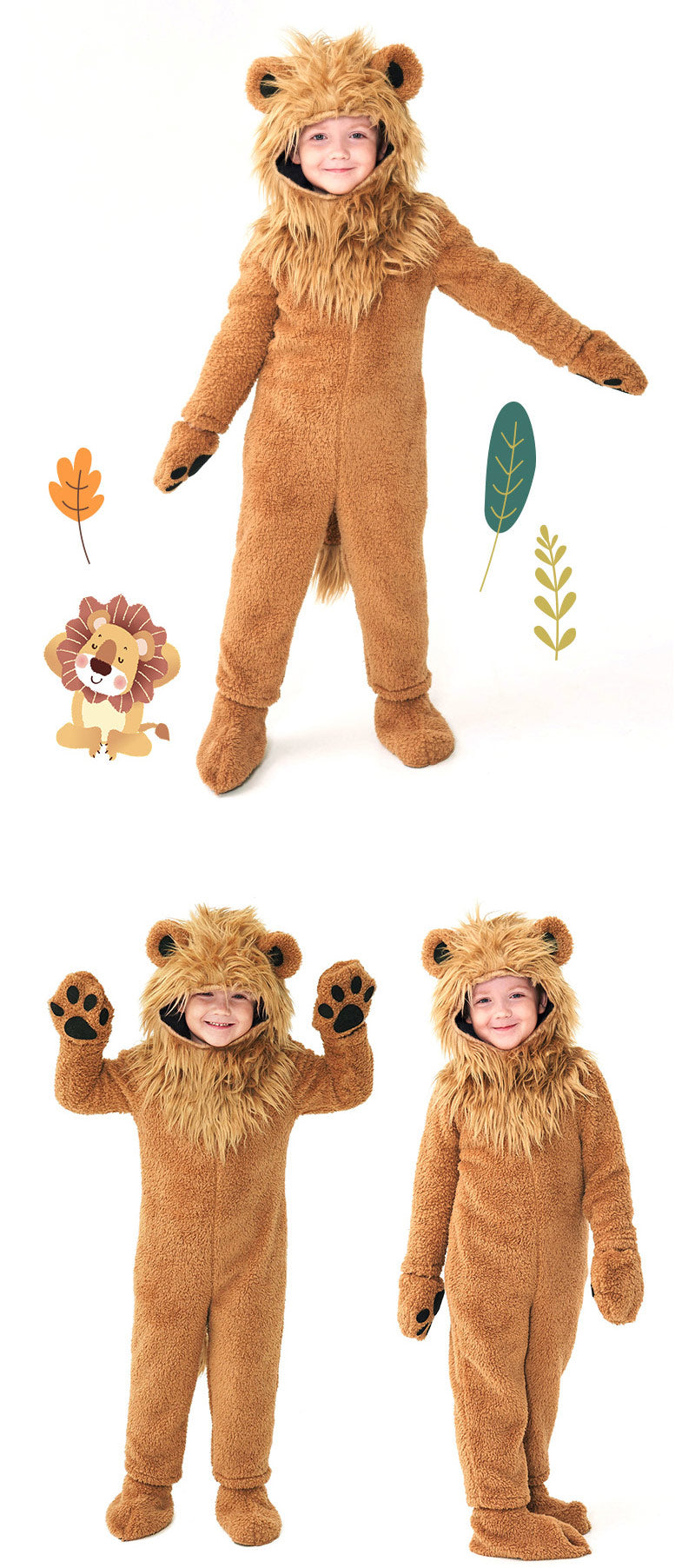 ハロウィン衣装 獅子 キッズ コスプレ 子供 コスチューム 女の子 男の子 子供用 キッズ 赤ちゃん イベントパーティー ハロウィン 仮装 ヘッドカバー フットカバー 手袋 レオタード ライオン ハロウイーン 動物 かわいい ロンパース アニマル 舞台出演衣装 ステージ