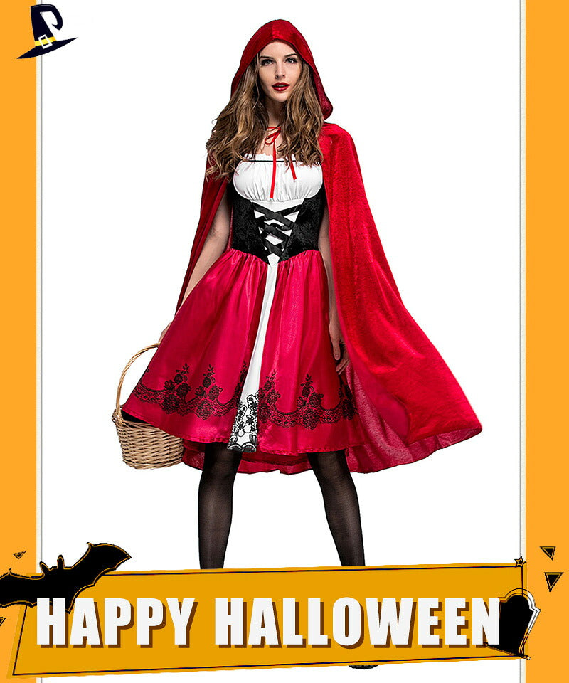 【ハロウィン 赤ずきん コスプレ】レディース用 ロリータ衣装　 悪魔コスチューム童話 フード マント ケープ コスプレ コスチューム 舞台 演出服 文化祭 宴会 余興衣装 衣裳 仮装 女性 おしゃれ ハロウィン 海外イベント  Halloween衣装