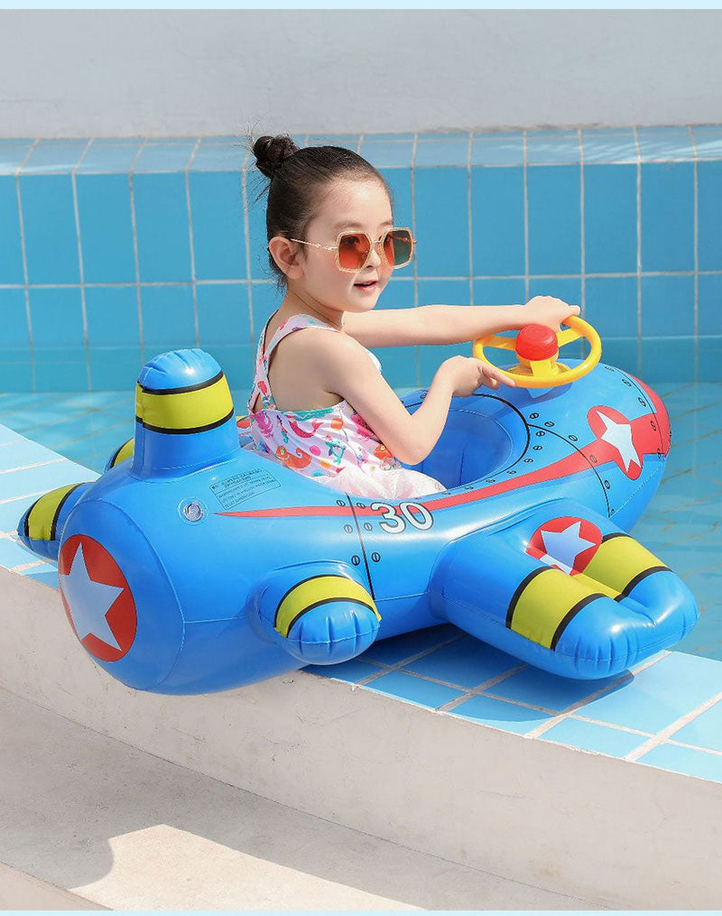 浮き輪 かわいい ベビーボート 1歳~6歳 子供用 足入れ浮き輪 座付き ベビー用浮き輪 飛行機の形 安全厚いエコPVC 赤ちゃんうきわ 男の子 女の子 海フロswimring-006