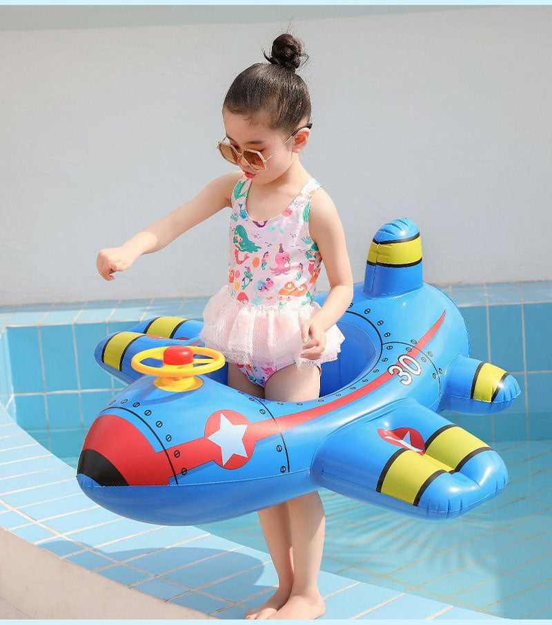浮き輪 かわいい ベビーボート 1歳~6歳 子供用 足入れ浮き輪 座付き ベビー用浮き輪 飛行機の形 安全厚いエコPVC 赤ちゃんうきわ 男の子 女の子 海フロswimring-006