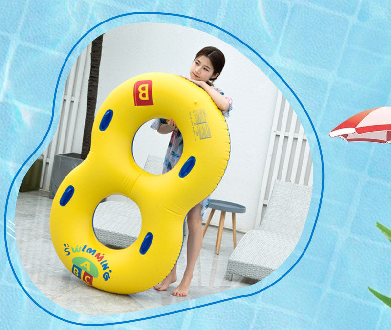 浮き輪 二人用浮輪 大人 子供ジャンボ 取っ手付き ダブルリング 大型 フロート高品質 ダブルエアバッグ レディースフロート ボートマット 個性的  アウトドア ビーチグッズ ボート インスタ映え キッズ 波乗り水遊び 夏休み