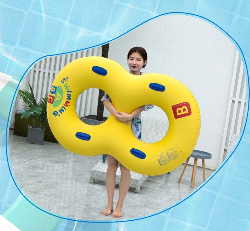 浮き輪 二人用浮輪 大人 子供ジャンボ 取っ手付き ダブルリング 大型 フロート高品質 ダブルエアバッグ レディースフロート ボートマット 個性的  アウトドア ビーチグッズ ボート インスタ映え キッズ 波乗り水遊び 夏休み