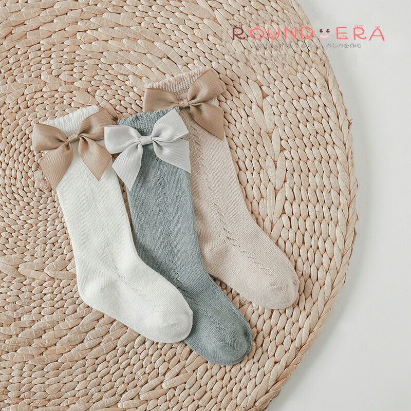 靴下 3足セット ソックス ハイソックス ロング 子供用靴下 子供 こども キッズ ベビー 男の子 女の子 膝下丈 ひざ下丈 ボーダー 黒 おもしろ おしゃれ 女児 幼稚園 女の子 小学生 通園 通学 メロー リボン 幼児 クルー丈 白