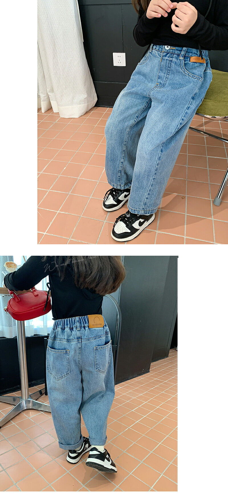 デニムパンツ キッズ 子供服 子ども服 こども服 デニム ワイドパンツ ジーパン パンツ ボトムス ロングパンツ 長ズボン ハイウエスト 80cm 90cm 100cm 110cm 120cm 130cm 140cm 150cm 160cm 女の子 ガール ボーイ ジュニア おしゃれ 韓国 ナチュラル シンプル カジュアル