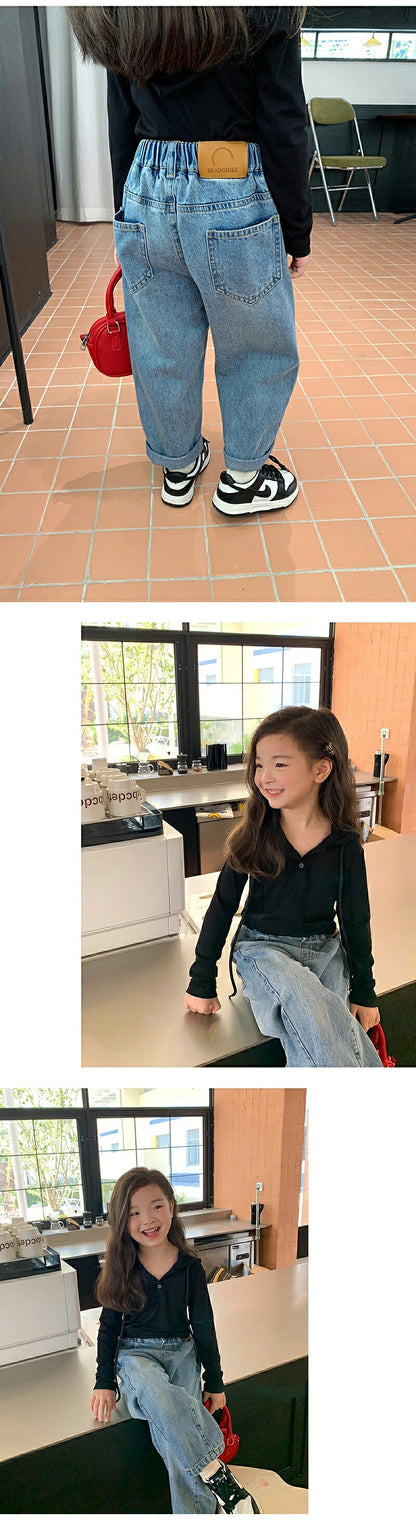デニムパンツ キッズ 子供服 子ども服 こども服 デニム ワイドパンツ ジーパン パンツ ボトムス ロングパンツ 長ズボン ハイウエスト 80cm 90cm 100cm 110cm 120cm 130cm 140cm 150cm 160cm 女の子 ガール ボーイ ジュニア おしゃれ 韓国 ナチュラル シンプル カジュアル