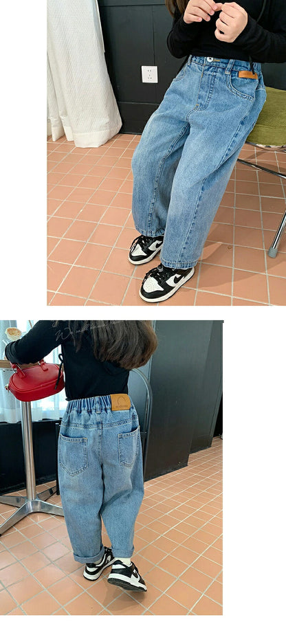 デニムパンツ キッズ 子供服 子ども服 こども服 デニム ワイドパンツ ジーパン パンツ ボトムス ロングパンツ 長ズボン ハイウエスト 80cm 90cm 100cm 110cm 120cm 130cm 140cm 150cm 160cm 女の子 ガール ボーイ ジュニア おしゃれ 韓国 ナチュラル シンプル カジュアル