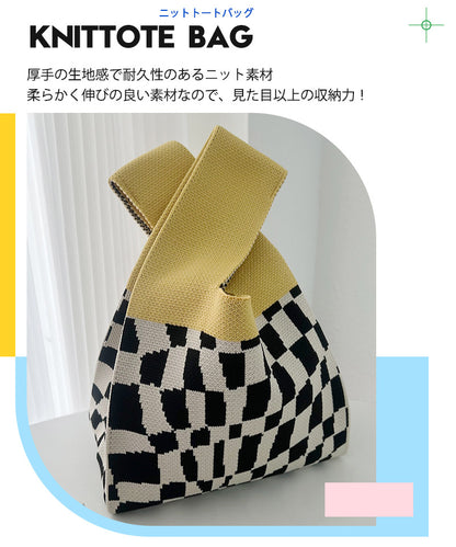 ニットバッグ オールシーズン使いやすい素材のニットバッグ バッグ ニット  クロシェ編み ハンドバッグ 小さいサイズ ニットバッグ レディース エコバッグ 軽量クラッチ コンパクト シ 無地 アウトドア ミニバッグ ミニトート 手提げ