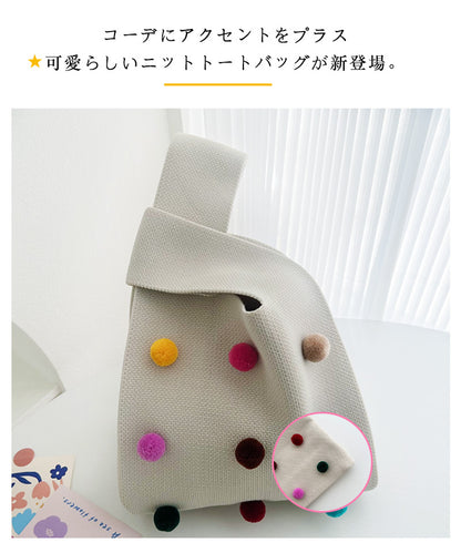 オールシーズン使いやすい素材のニットバッグ バッグ ニット  クロシェ編み ハンドバッグ 小さいサイズ ニットバッグ レディース エコバッグ 軽量クラッチ コンパクト シ 無地 アウトドア ミニバッグ ミニトート 手提げ
